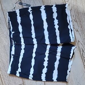 MICHAEL KORS Indigo Shibori Stripe Shorts Navy + White Nautical size 34 NWT